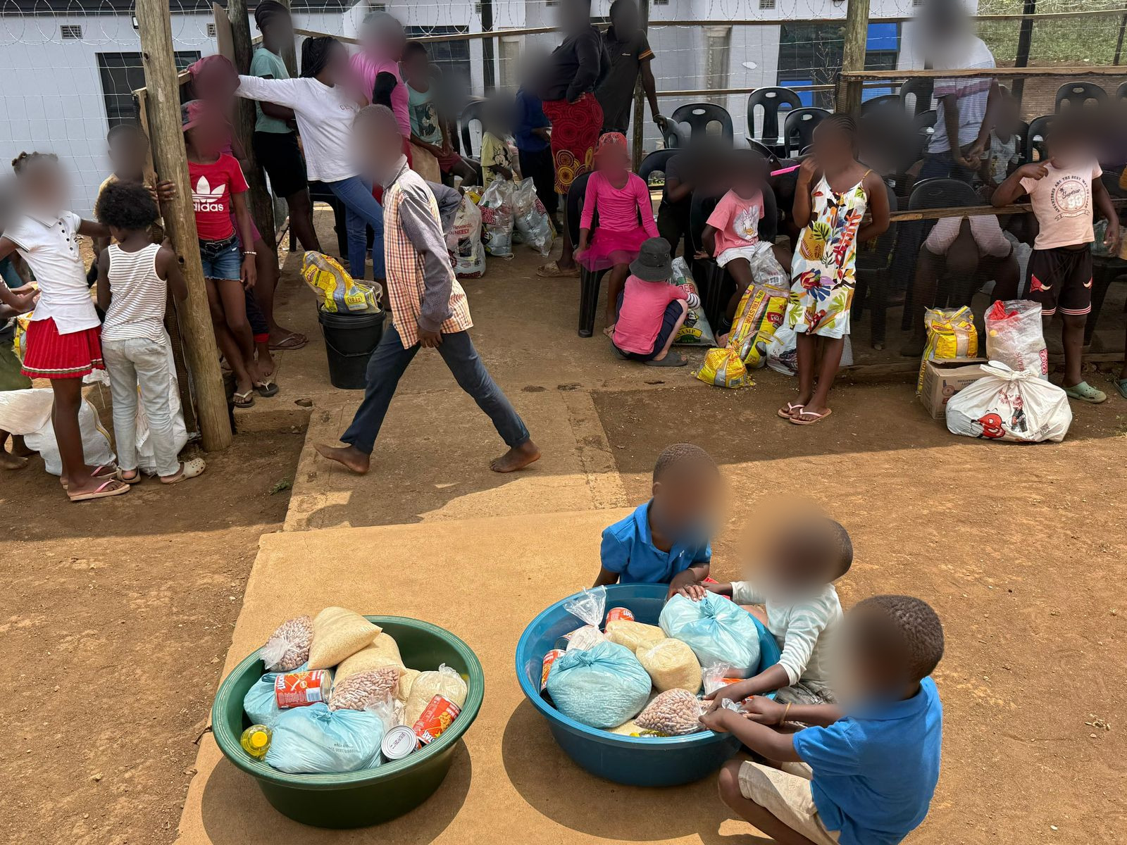 Families gathered at the CTYF soup kitchen
